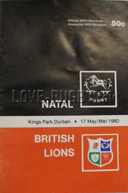 1980 Natal v British Lions  Rugby Programme